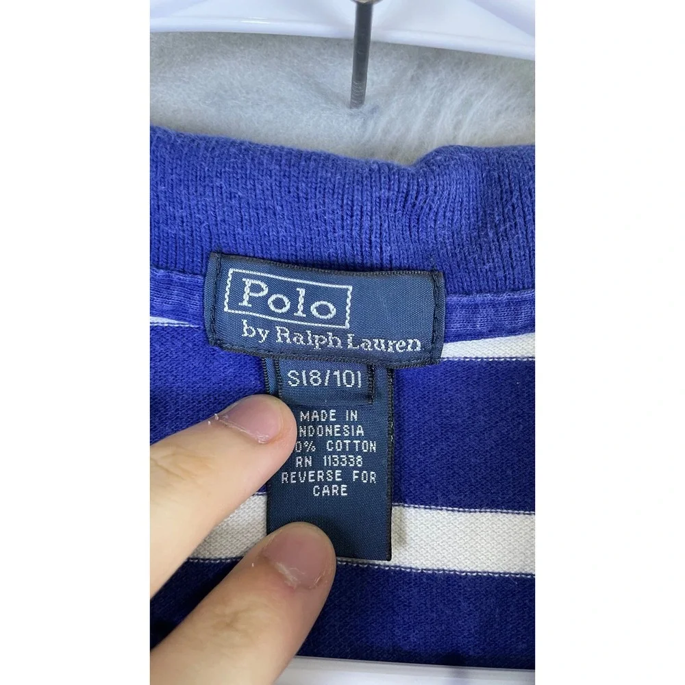 Polo Ralph Lauren Polo Shirt Mens S Blue White Striped Excellent Short Sleeve